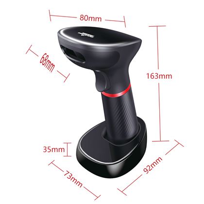 CCD 2D čtečka Virtuos HW-855A, bezdrátová, základna, USB, černá  EHE0003 5