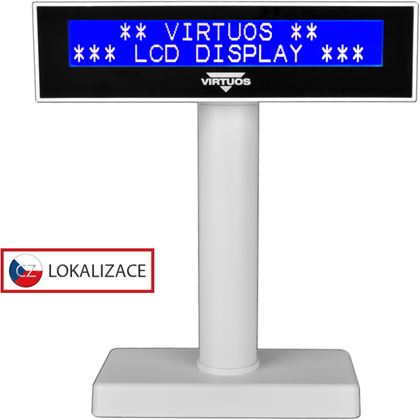 LCD zákaznický displej Virtuos FL-2026MB 2x20, USB, bílý