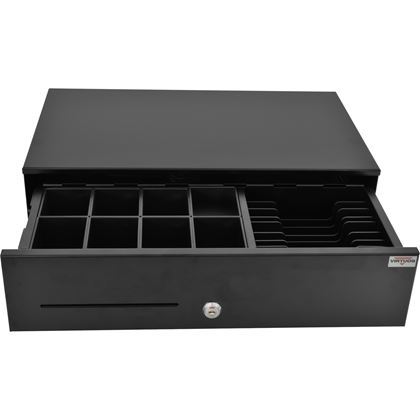 Pokladní zásuvka SK-500CB - s kabelem, kovový pořadač 8/8, 9-24V, černá