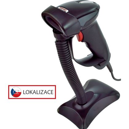Laserová čtečka Virtuos HT-900A, USB, stojánek, černá