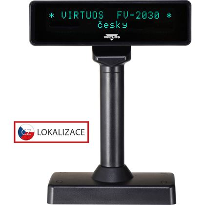 VFD zákaznický displej Virtuos FV-2030B 2x20 9mm, serial, černý