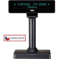 VFD zákaznic. displej Virtuos FV-2030B 2x20 9mm, serial, černý 