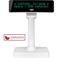 VFD zákaznický displej Virtuos FV-2030W 2x20 9mm, USB, bílý 