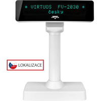 VFD zákaznický displej Virtuos FV-2030W 2x20 9mm, serial, bílý 