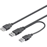 Napájecí Y kabel USB 2.0, A/M + A/M -- A/F, 0,5 m, černý 