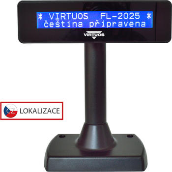 LCD zákaznický displej Virtuos FL-2025MB 2x20, USB, černý  - 1