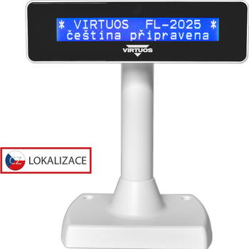 LCD zákaznický displej Virtuos FL-2025MB 2x20, USB, bílý  - 1