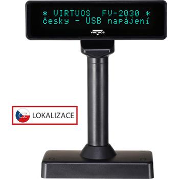 VFD zákaznický displej Virtuos FV-2030B 2x20 9mm, USB, černý  - 1