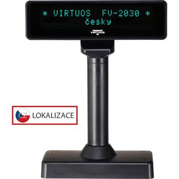 VFD zákaznic. displej Virtuos FV-2030B 2x20 9mm, serial, černý  - 1