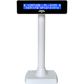 LCD zákaznický displej Virtuos FL-2025MB 2x20, USB, bílý  - 6